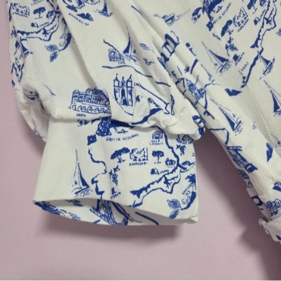 Anthropologie Maeve Chic Blue and White Wrap Mini Dress Size XSP - Picture 12 of 13